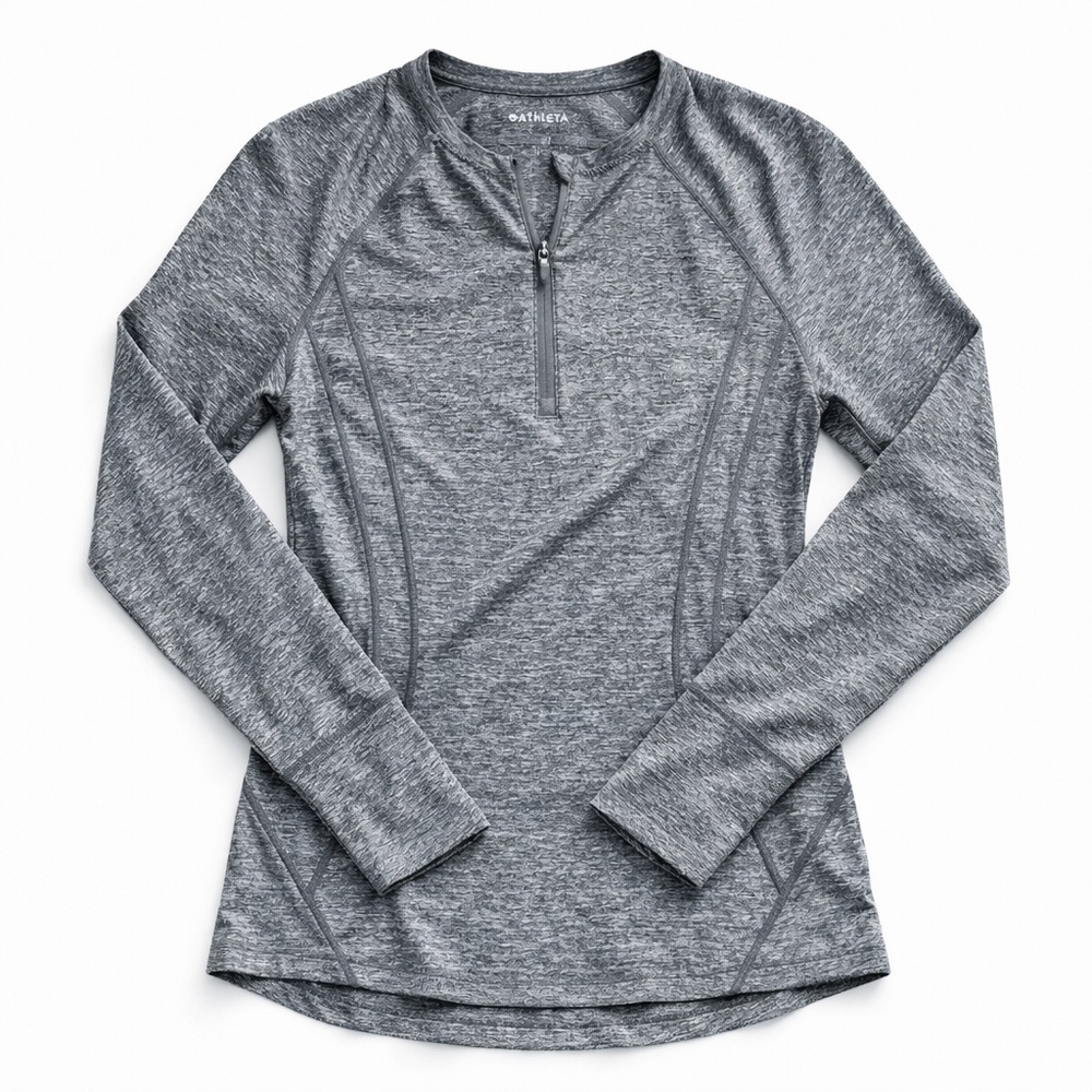 Athleta Pacifica Illume UPF Fitted Top Gray Quarter Zip Size Small